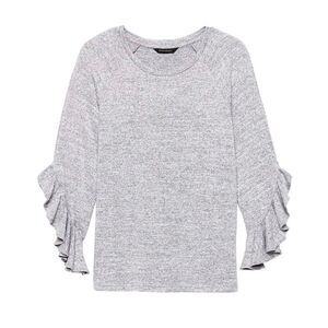 BANANA REPUBLIC Luxespun Heather Grey Flutter Sleeve T-Shirt Top Womens Small